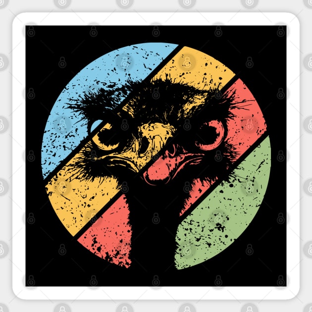 Retro Grunge Ostrich Pop Art – Vintage Wildlife Distressed Tee Sticker by TuncGK